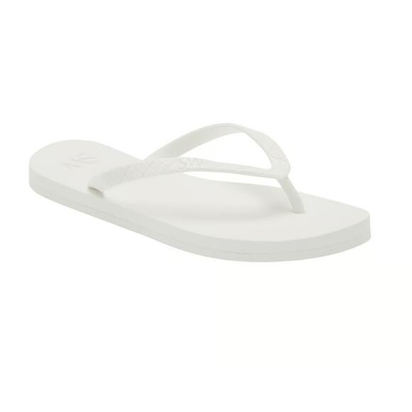 Stuart Weitzman Women's White Embossed‎ Flip Flop Sandals Size 10B - Picture 1 of 13